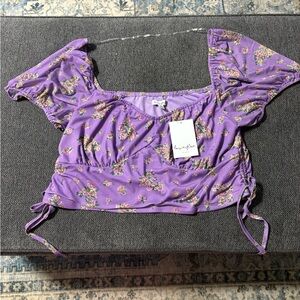 love, Fire Purple Floral Crop Top